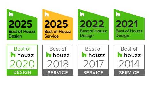 houzz awards in hardwood flooring for 2022, 2021, 2020, 2018, 2017, and 2014