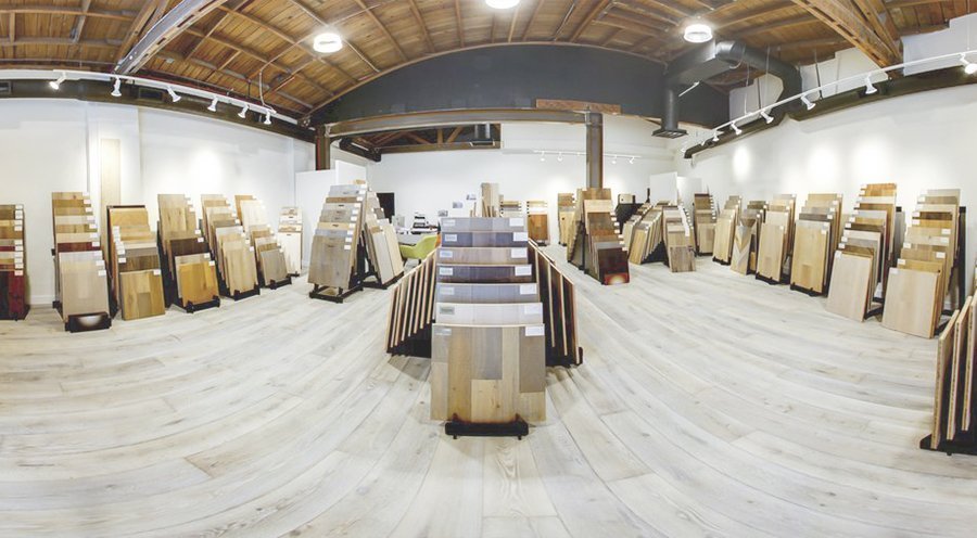 Pacific hardwood flooring showroom wide angle