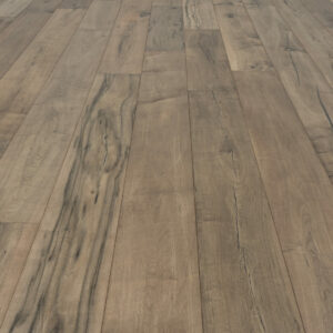 A close up view of a wooden floor installer.