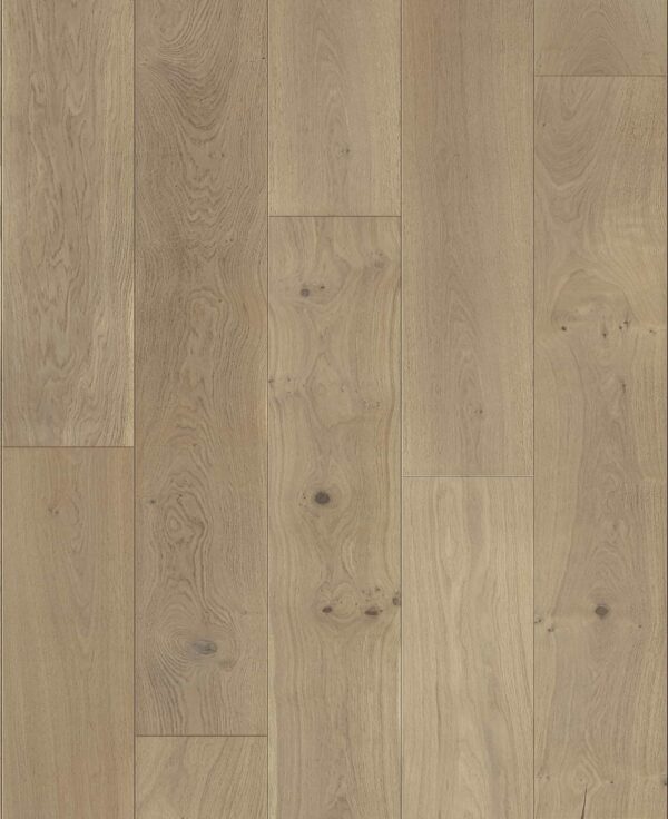 Light wood flooring with visible grain patterns and several knots across the planks.